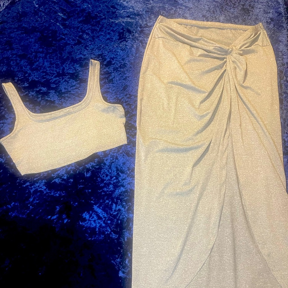 Gray high low skirt and top to match Size Large